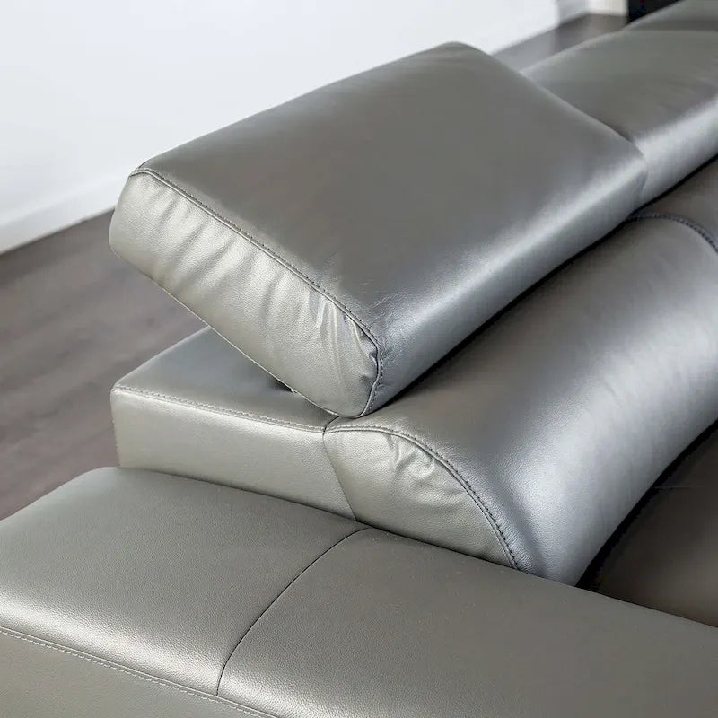 Jacques Modern Low Profile Leather L-Shaped Sectional with Chaise