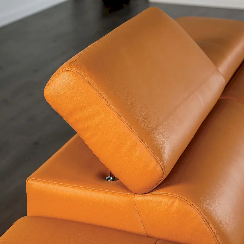 Jacques Modern Low Profile Leather L-Shaped Sectional with Chaise