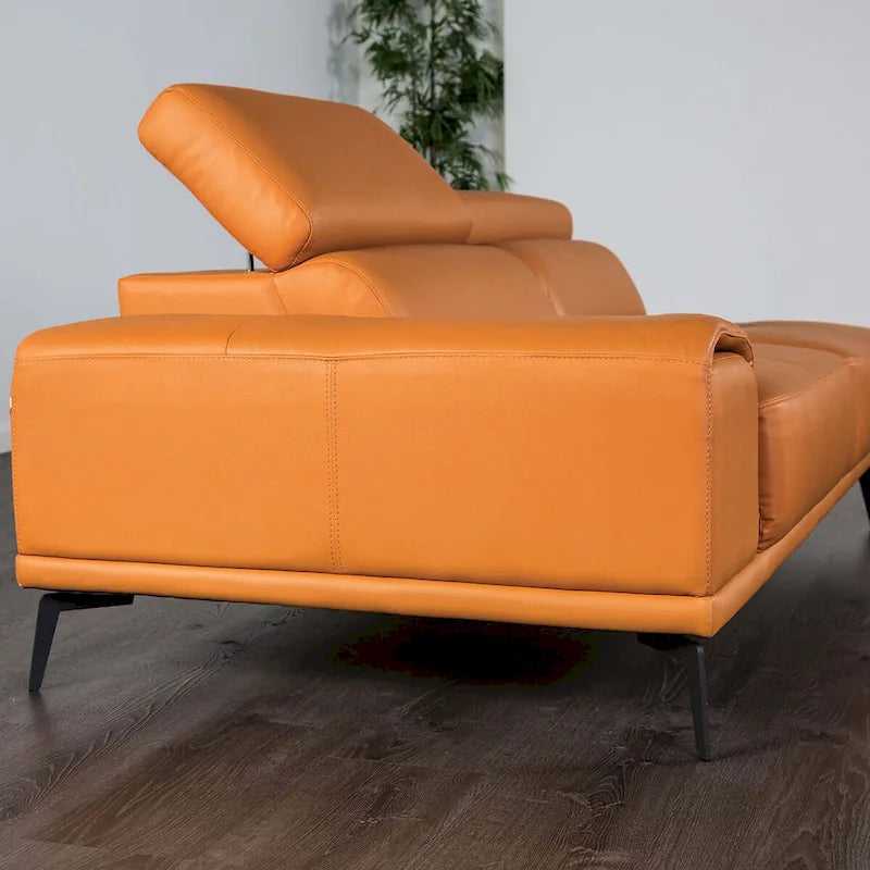 Jacques Modern Low Profile Leather L-Shaped Sectional with Chaise