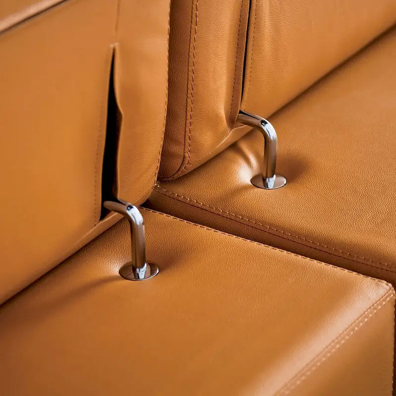 Jacques Modern Low Profile Leather L-Shaped Sectional with Chaise